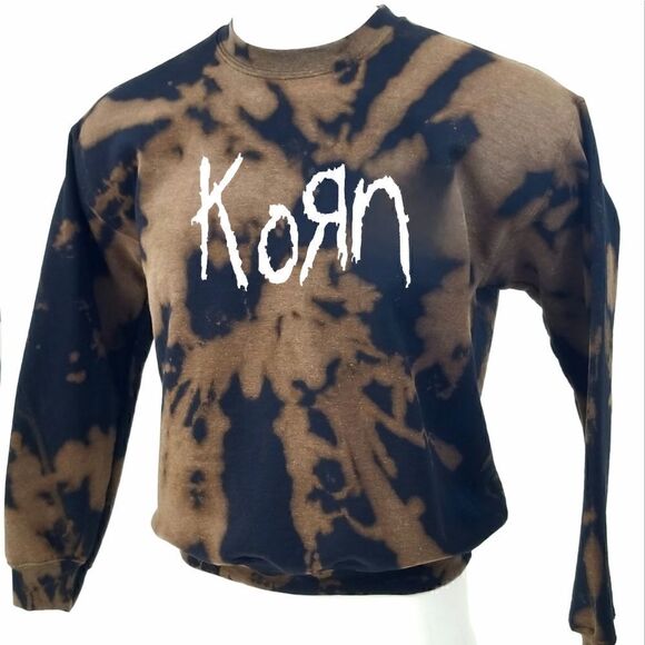 KORN Rock Band Acid Washed, Distressed Pullover Crewneck, Sweatshirt - y2k rap - Picture 3 of 5